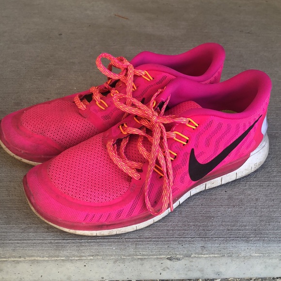 Nike pink free run 5.0 orange psychedelic shoe